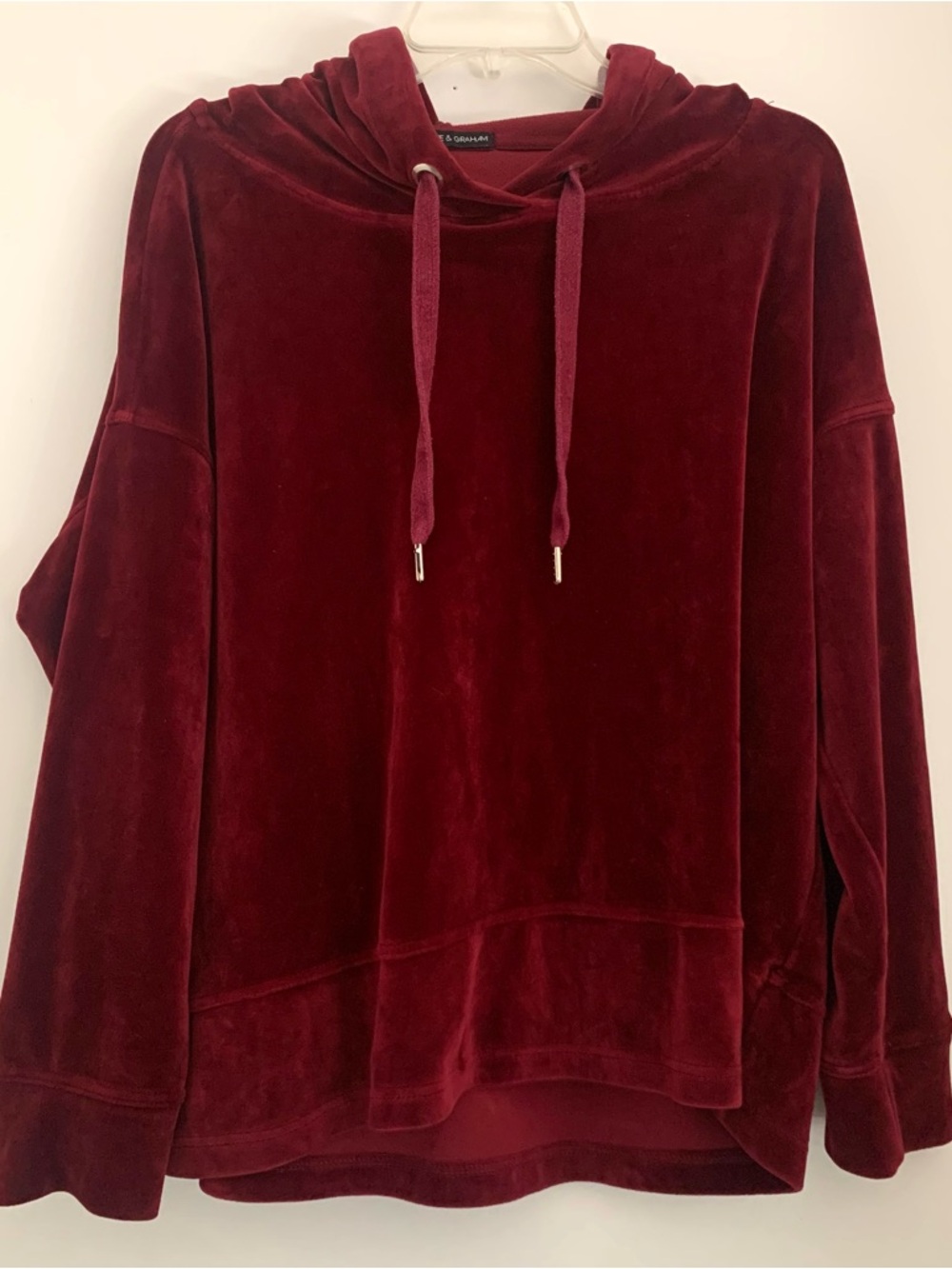 Harlowe & Graham Velour Hoodie Women’s 2XL Merlot Maroon Gym Loungewear Holiday